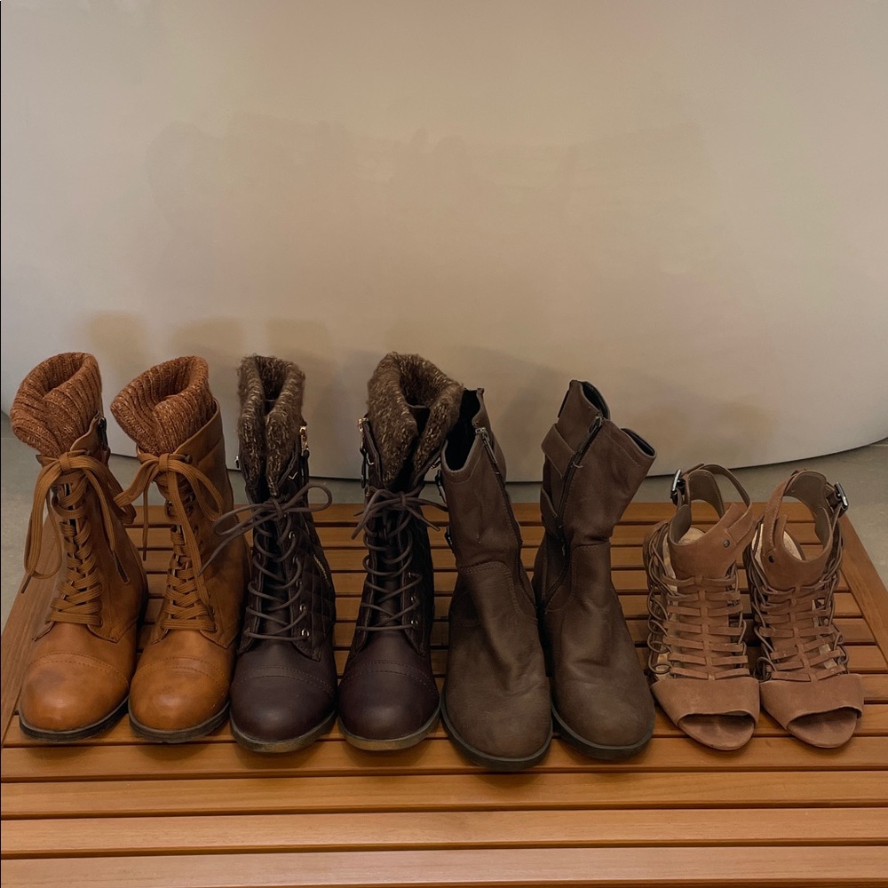 SET OF 4 BROWN BOOTS!! BUNDLE! 4 Neutral Brown Boots! SEE SIZES IN DESCRIPTION!